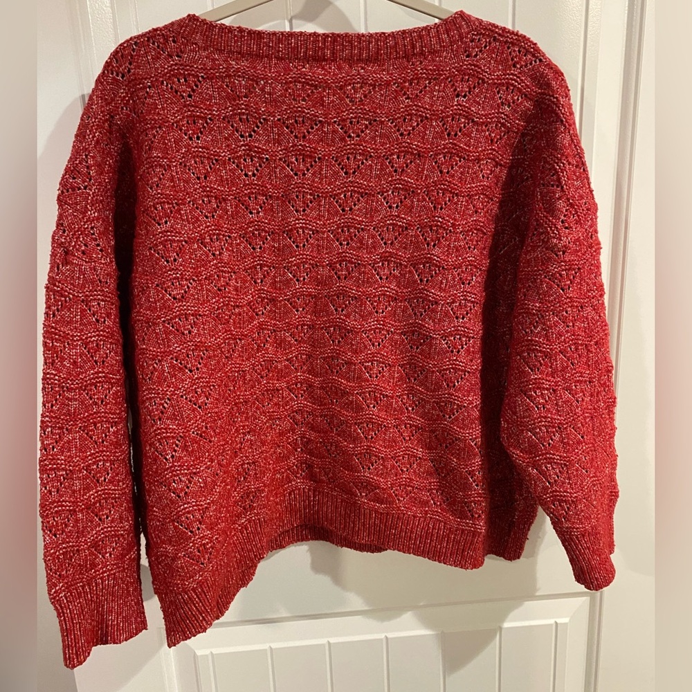 🛍️SALE…Maurices Textured Red Crew Neck Sweater - Picture 3 of 4